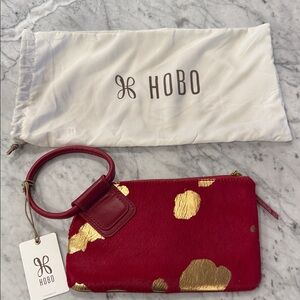 HOBO Red Clutch with Gold Accents